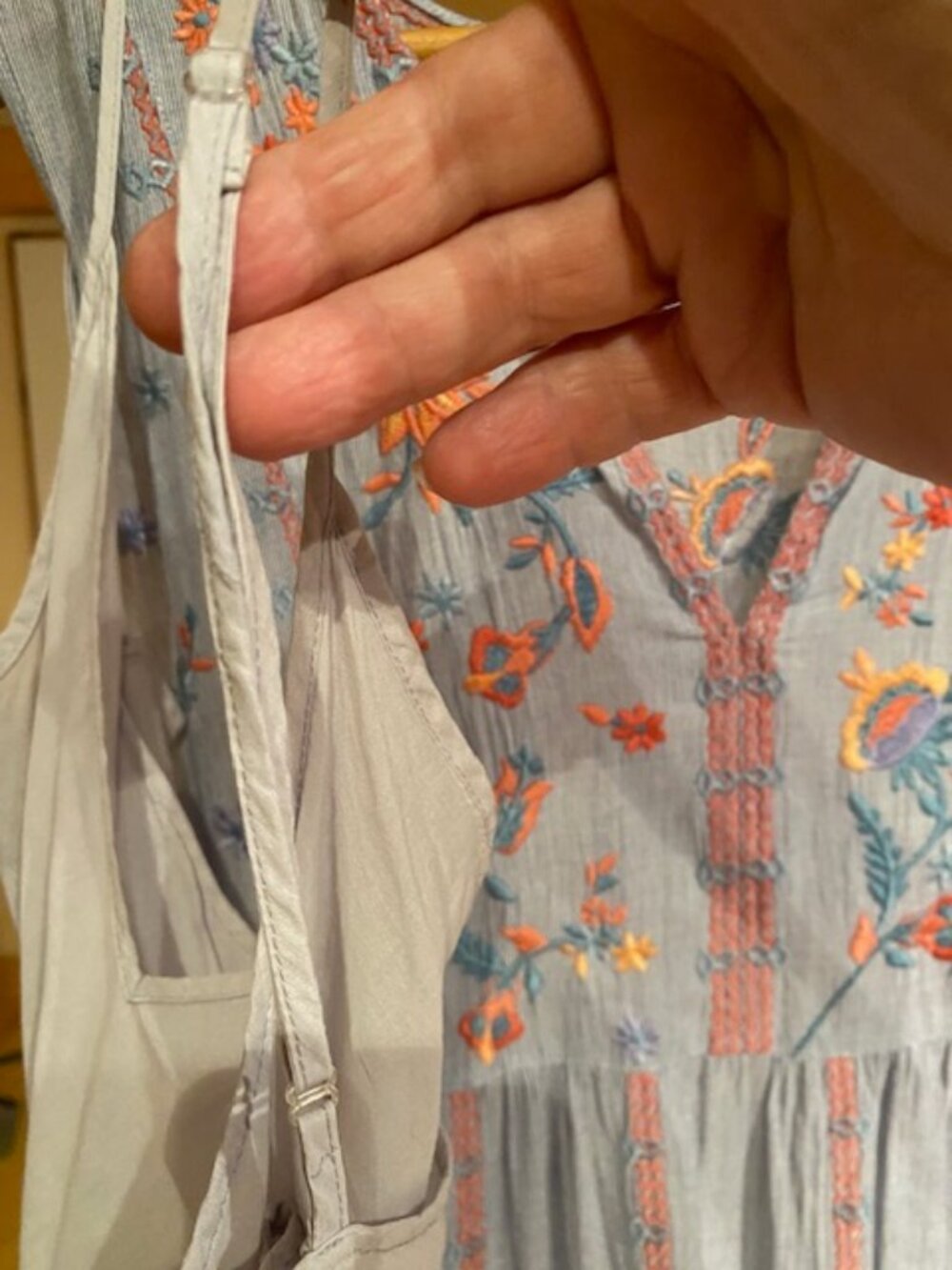 Johnny Was Workshop SZ L Sleeveless Womens Embroidered Boho Tank Dress with slip - Picture 10 of 12